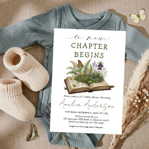 A New Chapter Begins Floral Storybook Baby Shower  Invitation