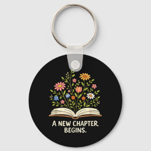 A New Chapter Begins Inspiring Readers Library Keychain