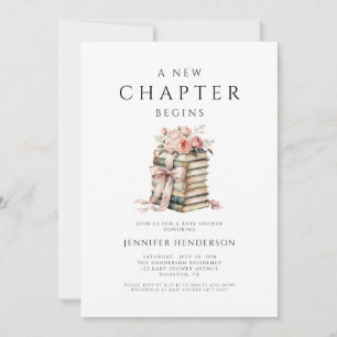 A New Chapter Begins Pink Bow Books Baby Shower Invitation