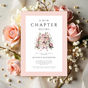 A New Chapter Begins Pink Bow Books Baby Shower Invitation