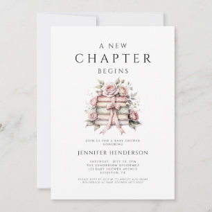 A New Chapter Begins Pink Bow Books Baby Shower Invitation