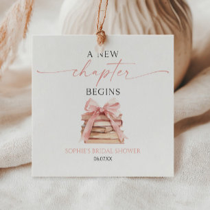 A New Chapter Begins Pink Bow Books Bridal Shower Favour Tags