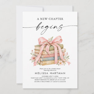 A New Chapter Begins Pink Bow Books Bridal Shower  Invitation