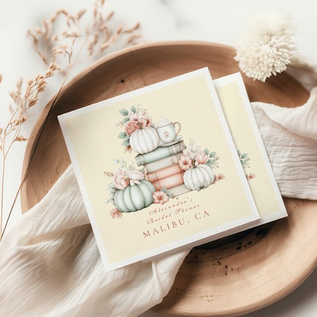 A new chapter begins pumpkin bridal shower napkin (Creator Uploaded)