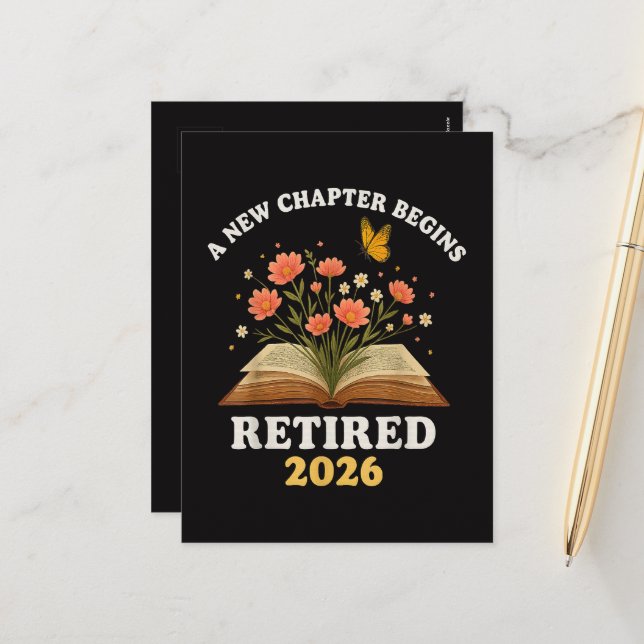 A New Chapter Begins Retired 2026 Holiday Postcard (Front/Back In Situ)