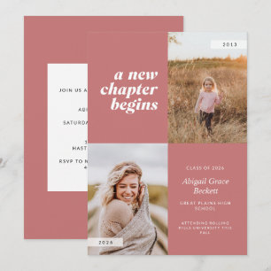 A New Chapter Begins Rose Graduation Invitation