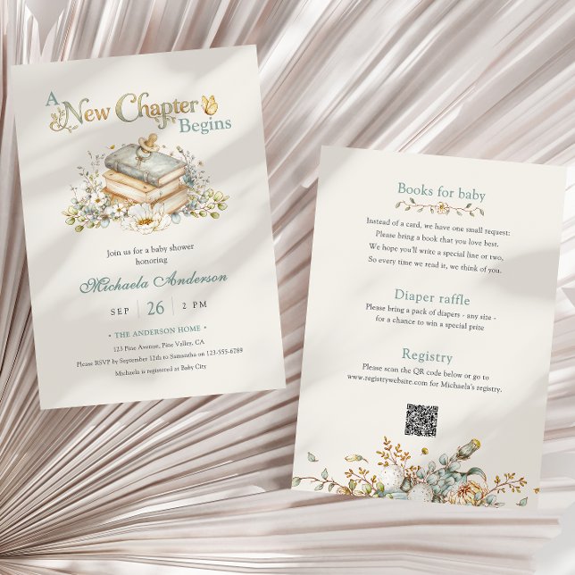 A New Chapter Begins Rustic Book Theme Baby Shower Invitation (Creator Uploaded)