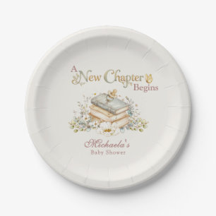 A New Chapter Begins Rustic Book Theme Baby Shower Paper Plate