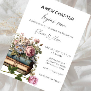 A New Chapter Begins Soon Bridal Shower Party Invitation