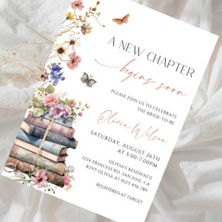 A New Chapter Begins Soon Bridal Shower Party Invitation
