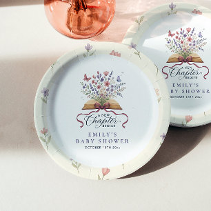 A New Chapter Begins Storybook Baby Shower Paper Plate