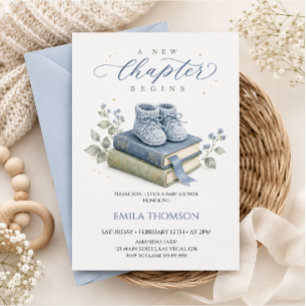 A New Chapter Begins Storybook Boy Baby Shower Invitation