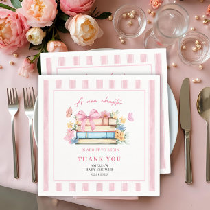 A New Chapter Begins Vintage pink Baby Shower Napkin