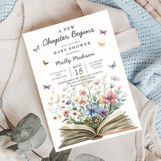 A New Chapter Begins Wildflower Baby Shower Invitation