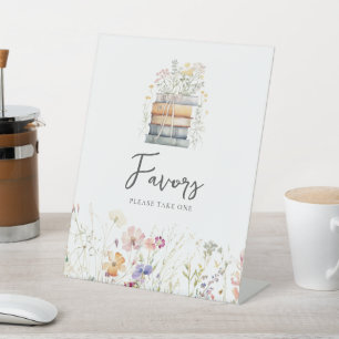 A New Chapter Begins Wildflower Book Favours  Pedestal Sign
