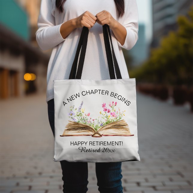 A New Chapter Begins with Wildflowers Retirement Tote Bag (Creator Uploaded)