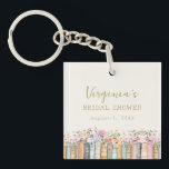 A New Chapter Books Bridal Shower Keychain<br><div class="desc">A New Chapter Begins. Carry a piece of your love story everywhere with the Wildflower and Books keychain, a small but meaningful keepsake that blends literary charm with timeless elegance. Featuring handpainted watercolor illustrations of stacked books and delicate wildflowers in soft pinks, blues, greens, and gold, this beautifully designed keychain...</div>