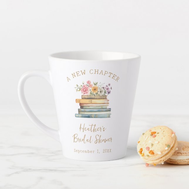 A New Chapter Books Bridal Shower Latte Mug (In Situ)