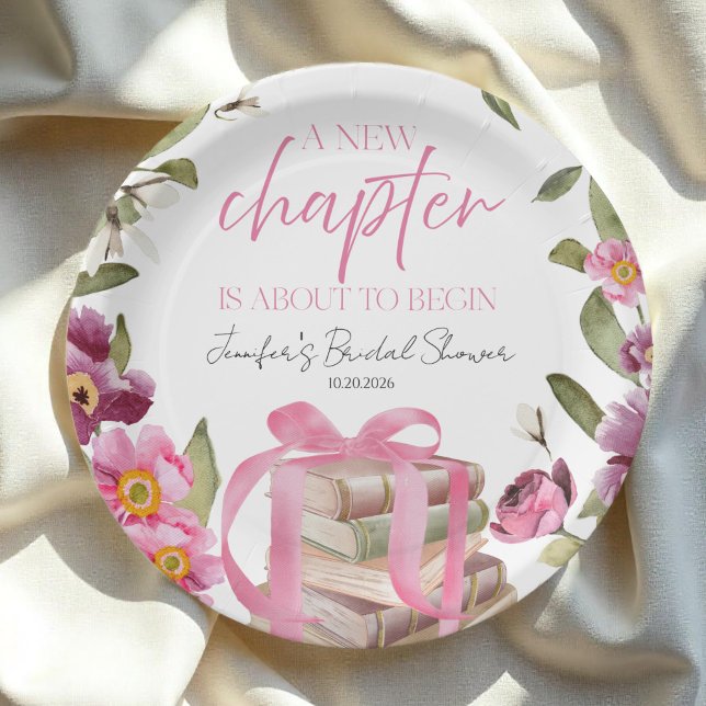 A New Chapter Books | Watercolor Bridal Shower Paper Plate (Creator Uploaded)
