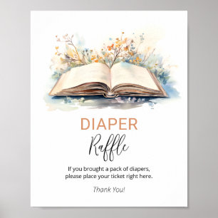 A New Chapter Diaper Raffle Baby Shower Sign