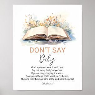 A New Chapter Don't Say Baby Shower Game Sign