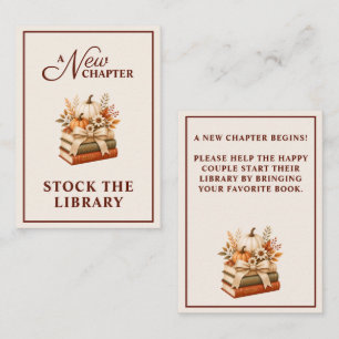 A New Chapter Fall Pumpkin Books Bridal Shower Enclosure Card
