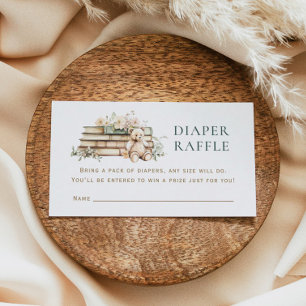 A New Chapter Floral Book Diaper Raffle Enclosure Business Card