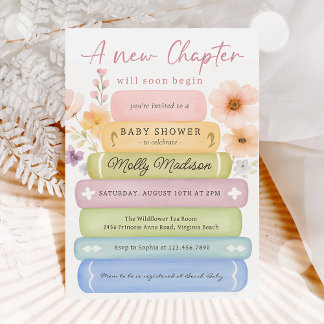 A New Chapter Hand Drawn Storybook Baby Shower Invitation