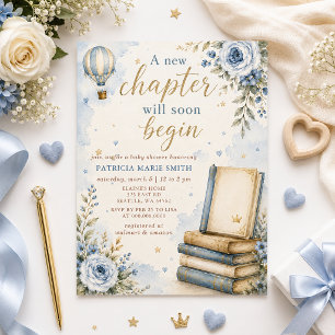 A new Chapter Story book Boy Baby Shower Invitation