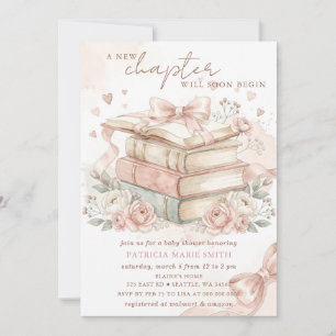 A new Chapter Story book Girl Baby Shower Invitation