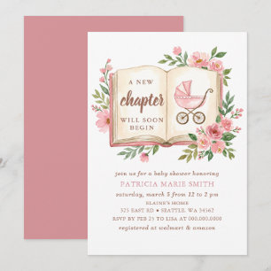 A new Chapter Story book Girl Baby Shower Invitation