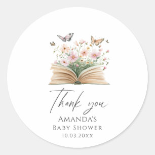 A New Chapter Storybook  Baby Shower Classic Round Sticker