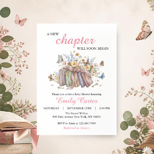 A New Chapter Will Soon Begin Baby Shower Invitation