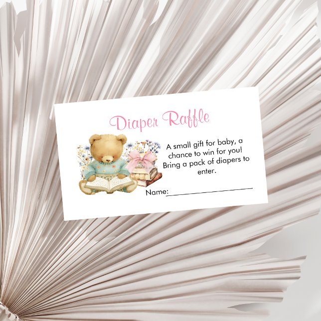 A New Chapter Will Soon Begin Diaper Raffle Card (A chapter new begin soon books, baby shower girl diaper raffle enclosure card)