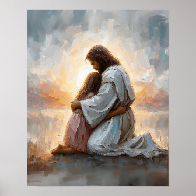 A New Day, Christian Art, Jesus with Girl, Jesus  Poster (Front)