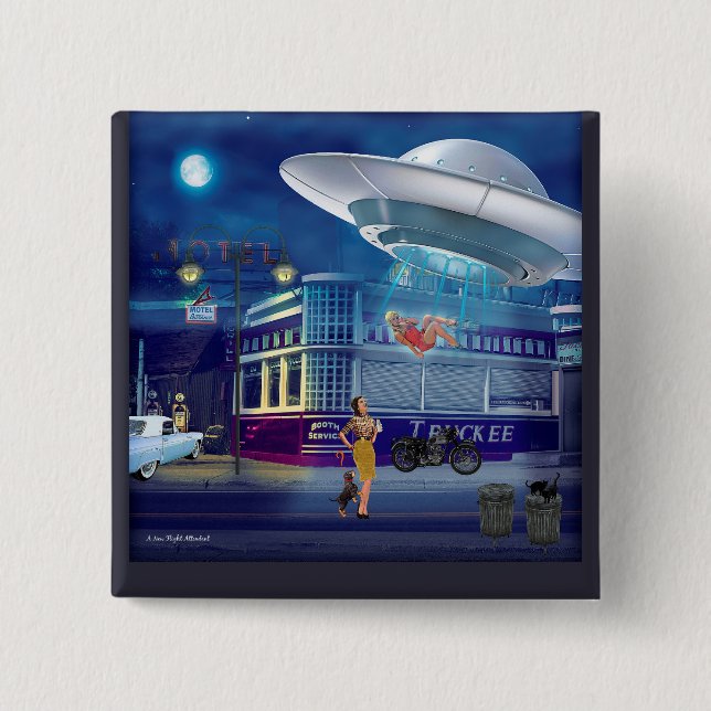 A New Flight Attendant 2 Inch Square Button (Front)