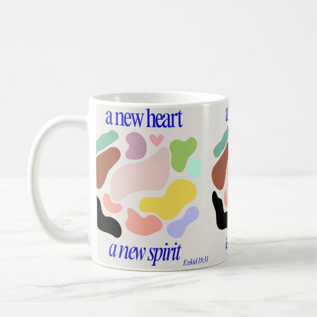 A New Heart, A New Spirit , Graphic Design Pattern Coffee Mug (Left)