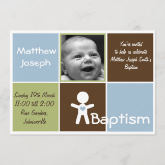 a new heart baptism baby boy invitation