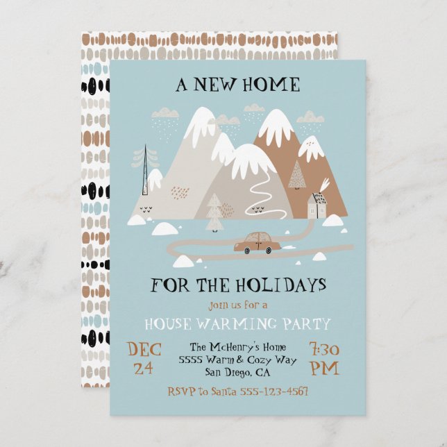 A new home for the holidays house warming party invitation (Front/Back)