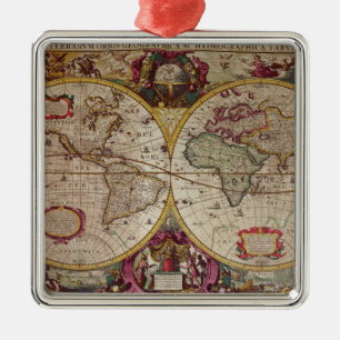 A New Land and Water Map of the Entire Earth Metal Ornament