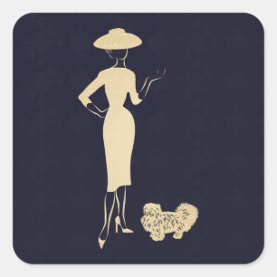 A New Look Vintage 1950s Fashion Square Sticker