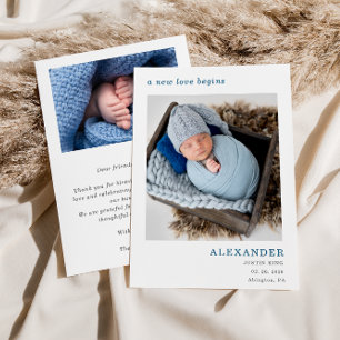 A New Love Begins Photo Baby Announcement Card
