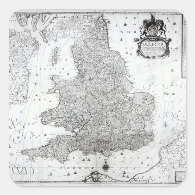 A New Map of the Kingdom of England Square Sticker (Front)