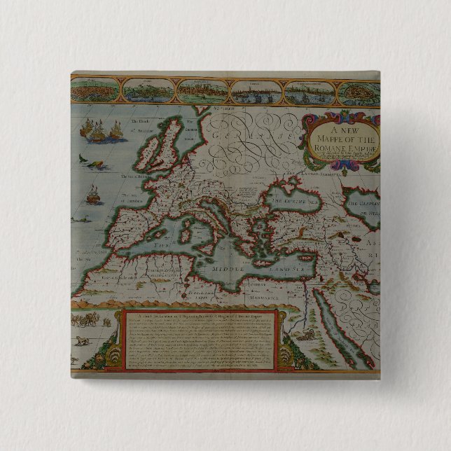 A New Map of the Roman Empire 2 Inch Square Button (Front)