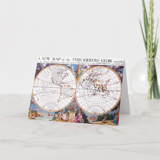 A New Map Of The Terraqueous Globe Greeting Card (Front)
