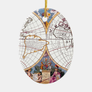 A New Map Of The Terraqueous Globe Oval Ornament