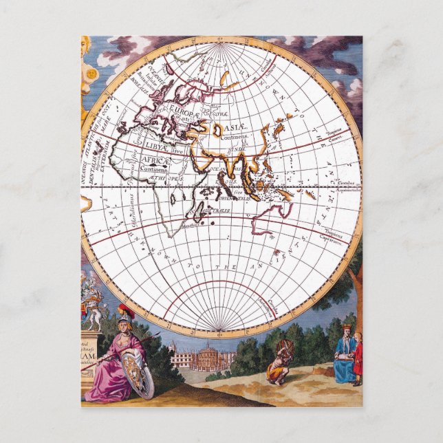 A New Map Of The Terraqueous Globe Postcard (Front)