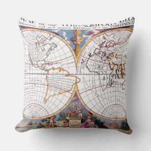 A New Map Of The Terraqueous Globe Throw Pillow