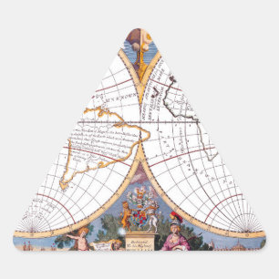 A New Map Of The Terraqueous Globe Triangular Stic Triangle Sticker