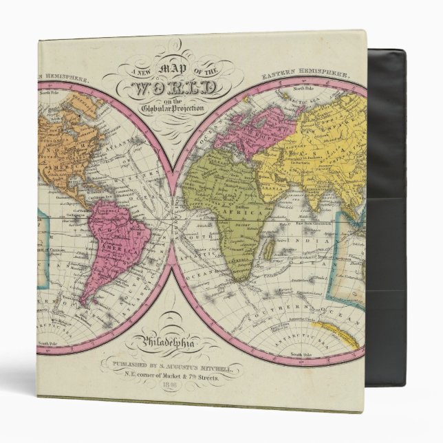 A New Map Of The World on the Globular Projection Binder (Front/Inside)